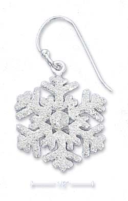 
Sterling Silver Sparkle Finish 3/4 Inch Snowflake Earrings
