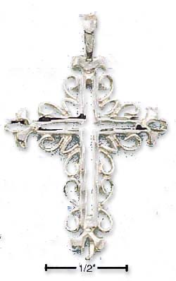 
Sterling Silver Large DC Open Fancy Filigree Cross Pendant
