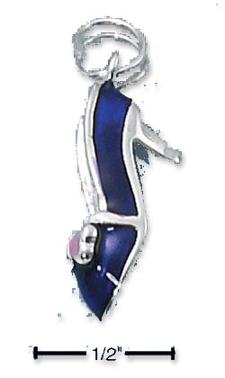 
Sterling Silver Purple Enamel High Heel Shoe Charm With Pink Enamel Bow
