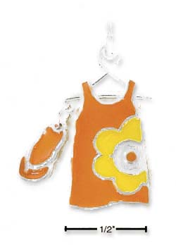 
Sterling Silver Orange Enamel Sundress and Flip-Flop Charm
