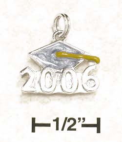 
Sterling Silver Blue Gold Enamel 2006 Graduation Cap Charm
