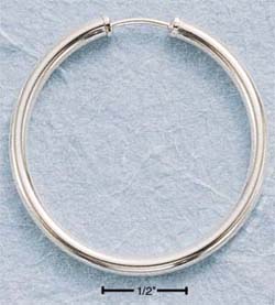 
Sterling Silver 38mm Endless 3mm Round Stock Hoop Earrings
