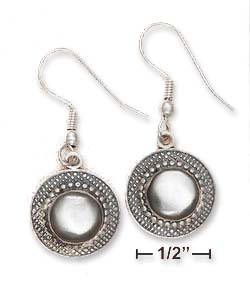 
Sterling Silver 9mm Gray Shell Fine Beaded Border Earrings
