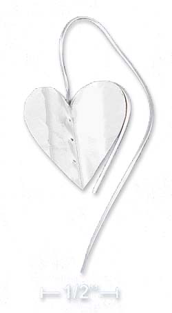 
Sterling Silver Textured Folded Heart Curved Wire Earrings
