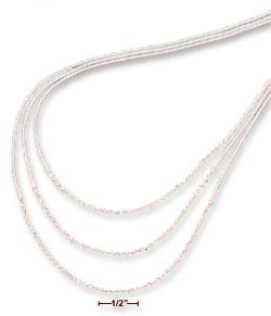 
SS 18 Inch Graduated Triple strand Snake DC Bead Necklace
