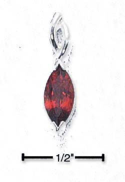 
Sterling Silver 10x5mm Marquise Garnet Pendant Fancy Bail
