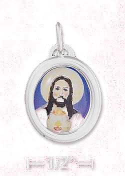 
Sterling Silver 16mm Jesus Pendant Clear External Coating
