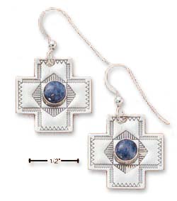 
Sterling Silver Southwest Cross With Denim Lapis Earrings
