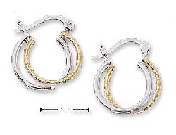 
Sterling Silver Two-Tone Double Polish Braid Hoop French Lock Earrings
