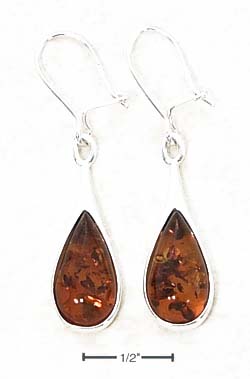 
Sterling Silver Honey Amber Teardrop Kidney Wire Earrings
