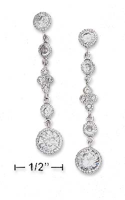 
Sterling Silver Multi Stone Clear Cubic Zirconia Post Dangle Earrings
