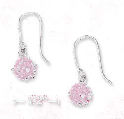 
Sterling Silver 6.5mm Pink Basket Set Cubic Zirconia With Tiny Cubic Zirconia Accent Earrings
