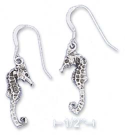 
Sterling Silver Antiqued Seahorse Earrings On French Wire
