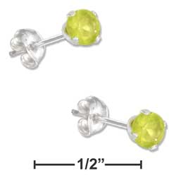 
Sterling Silver 4mm August Cubic Zirconia Post Earrings (Light Green)
