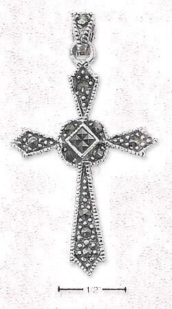 
Sterling Silver Marcasite Cross Pendant With Pointed Tips
