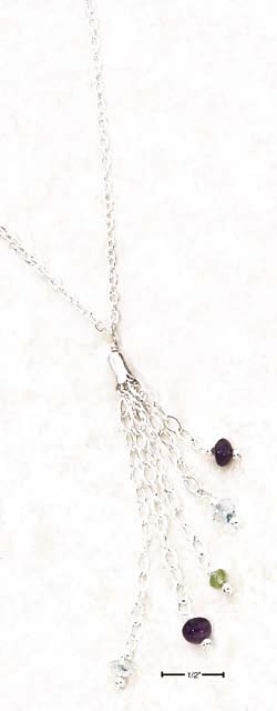 
Sterling Silver Blue Topaz Peridot Amethyst Bell Necklace
