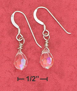 
Sterling Silver 6x10 Faceted Arora Borealis Crystal Teardrop Earrings
