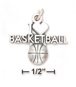 
Sterling Silver I Heart Basketball With Basketball Charm
