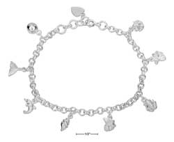 
Sterling Silver 7 Inch Mini Sea Creatures Charm Bracelet
