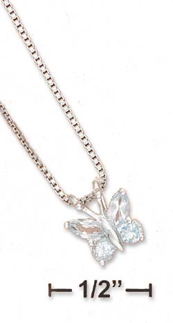 
Sterling Silver 9mm Blue Topaz Butterfly Pendant On 18 Inch Box Chain
