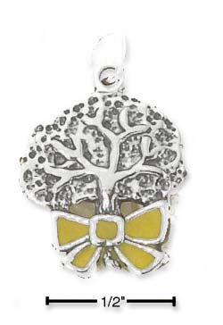 
Sterling Silver 3d Enameled Oak Tree Yellow Ribbon Charm
