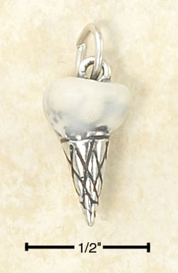 
Sterling Silver 3d Enameled Vanilla Ice Cream Cone Charm
