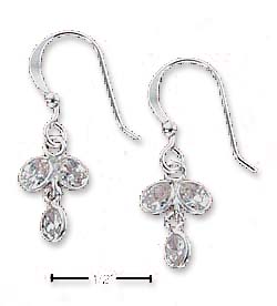 
Sterling Silver Earrings With Clear Cubic Zirconia Rain Drop Dangles
