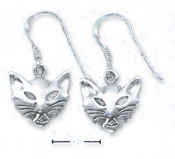 
Sterling Silver Pointy Cat Faces With Open Eyes Earrings
