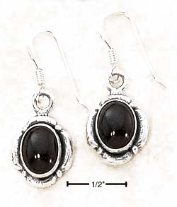 
Sterling Silver Oval Garnet Petal Border Dangle Earrings
