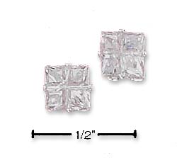 
Sterling Silver Fancy Segmented Cut 5mm Cubic Zirconia Stud Earrings
