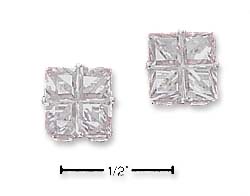 
Sterling Silver Fancy Segmented Cut 7mm Cubic Zirconia Stud Earrings
