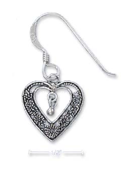 
Sterling Silver Filigree Open Heart Earrings Ball Dangle
