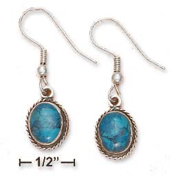 
Sterling Silver 8x10mm Chrysocolla Earrings Roped Border
