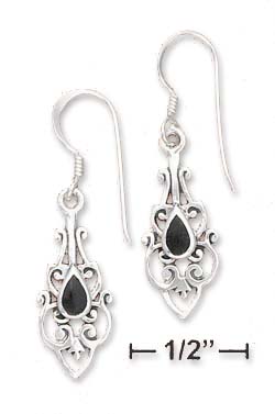 
Sterling Silver Filigree With yx Teardrop Inlay Earrings
