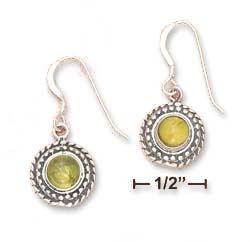 
Sterling Silver 5mm Peridot Beaded Roped Border Earrings
