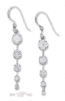 
Sterling Silver Cubic Zirconia straight 5 Stone Bar Journey Earrings
