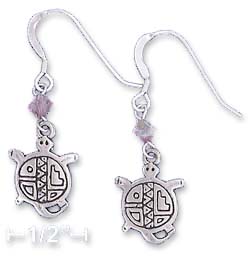 
SS Southwest Turtle Earrings With Purple Crystal Xtal
