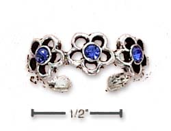 
Sterling Silver Triple Daisy Dark Blue Crystals Toe Ring
