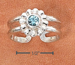 
Sterling Silver Flower Aqua Blue Crystal Center Toe Ring
