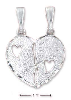 
Sterling Silver Best Friends Broken Heart With Two Open Hearts Charm
