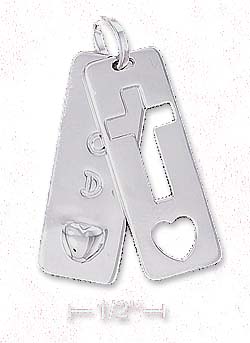 
SS 11x30mm God Heart Cross cover-up Tag Pendant (2 Pcs)
