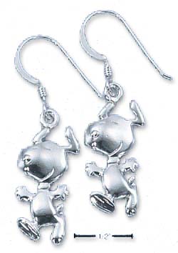 
Sterling Silver Peanuts Snoopy Earrings On French Wires 
