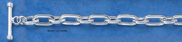 
Sterling Silver 7 Inch Heavy Plain Alternating Small Toggle Bracelet
