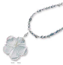 
Sterling Silver 16 Inch strung Blue Topaz Necklace With Shell Flower
