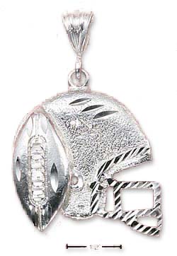 
Sterling Silver Satin Sparkle-Cut Football Helmet Charm
