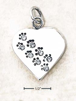 
Sterling Silver April Cubic Zirconia Paw Heart Pendant (Engravable)
