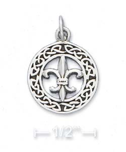 
Sterling Silver 15mm Celtic Wreath Charm With fleur-de-lis In Center
