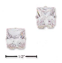 
Sterling Silver 7mm Square Cubic Zirconia Post Earrings
