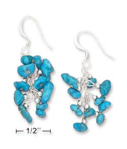 
Sterling Silver Small Simulated Turquoise Nugget Cluster Earrings
