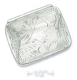 
Sterling Silver And Etched 23x30mm Rectangular Pill Box
